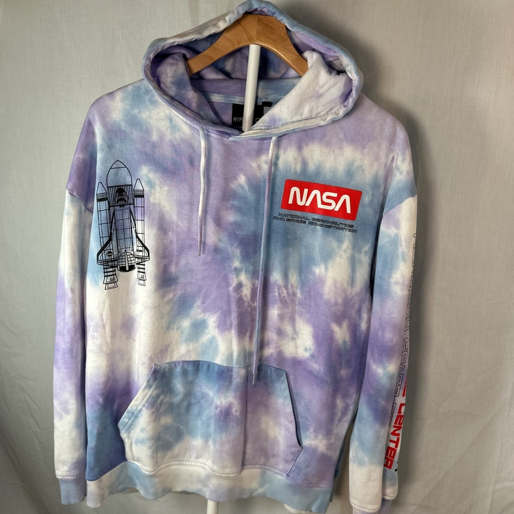 Hyper Space NASA Kennedy Space Center Tie Dye Hoodie Purple Blue Large L